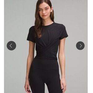 Lululemon Tie-Waist Breathable Short-Sleeve Shirt Black 6